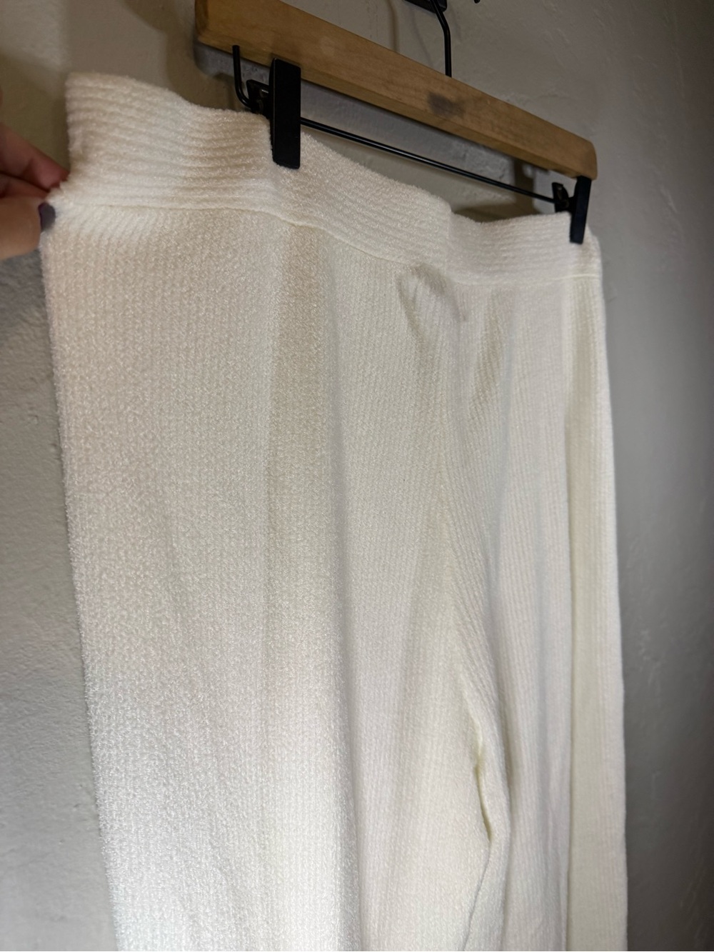 Barefoot Dreams Cream Ribbed Wide-Leg Cropped Pants - Picture 8 of 10